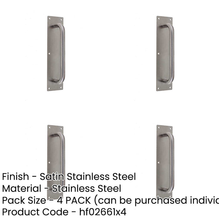 PACK Premium Satin Stainless Steel Pull Handle with Plate 300x19mm Durable Design Door Handle-1