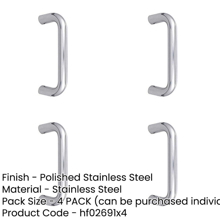 PACK Premium Polished Stainless Steel 22mm Shape Pull Handle Grade Door Handle-1