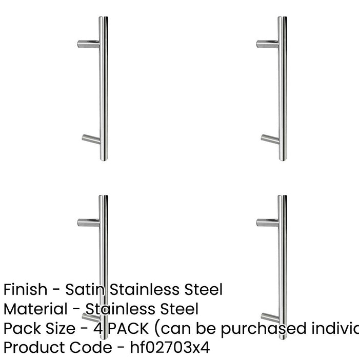 PACK Premium Satin Stainless Steel Pull Handle 25mm Fixing, 600x25x450mm Door Handle-1