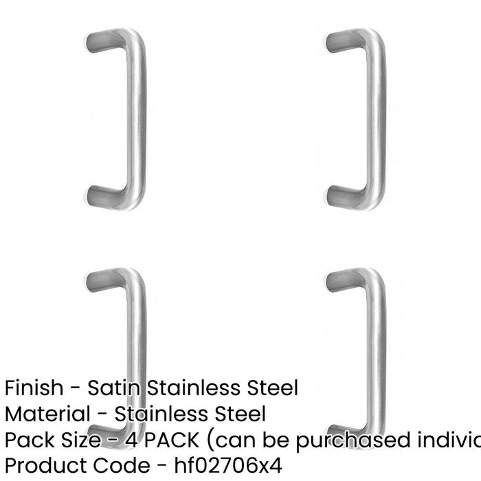 PACK Premium Stainless Steel 19mm Shape Pull Handle Satin Finish, 225mm Length Door Handle-1