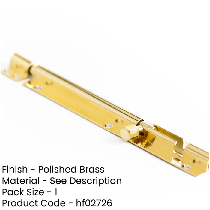 Premium Heavy-Duty Polished Brass Straight Barrel Bolts 200x38mm Door Bolt-1