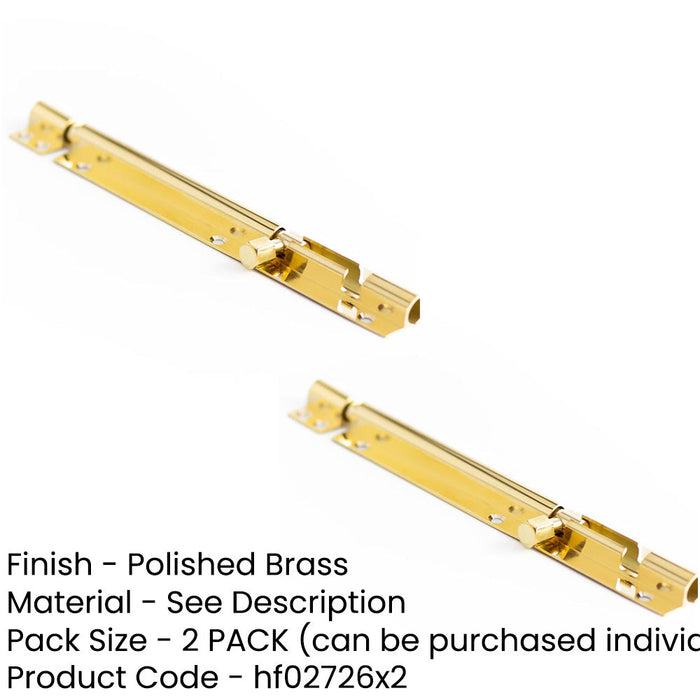 PACK Premium Heavy-Duty Polished Brass Straight Barrel Bolts 200x38mm Door Bolt (1)-1