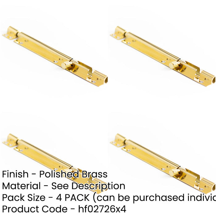 PACK Premium Heavy-Duty Polished Brass Straight Barrel Bolts 200x38mm Door Bolt-1