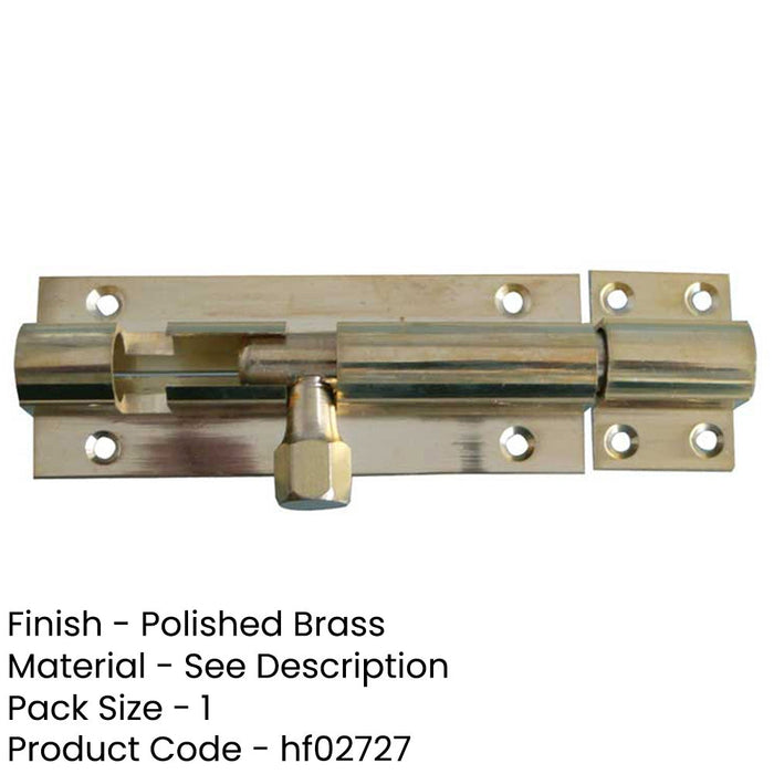 Polished Brass Straight Barrel Bolts 102x25mm Secure Locking Door Bolt-1