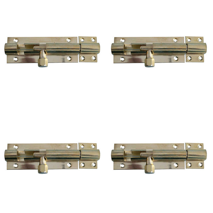 PACK Polished Brass Straight Barrel Bolts 102x25mm Secure Locking Door Bolt