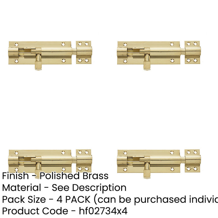 PACK Premium Brass Heavy Straight Barrel Bolts 102x38mm Enhanced Security Door Bolt-1