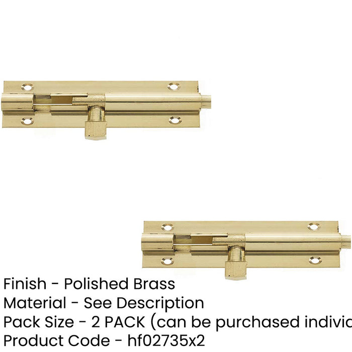 PACK Premium Heavy-Duty Brass Straight Barrel Bolts 152x38mm Polished Enhanced Security Door Bolt (1)-1