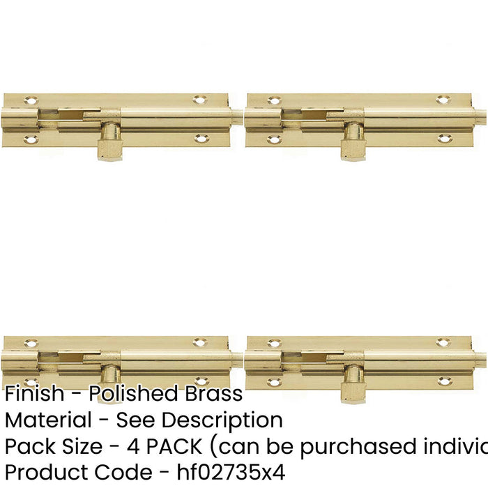 PACK Premium Heavy-Duty Brass Straight Barrel Bolts 152x38mm Polished Enhanced Security Door Bolt-1