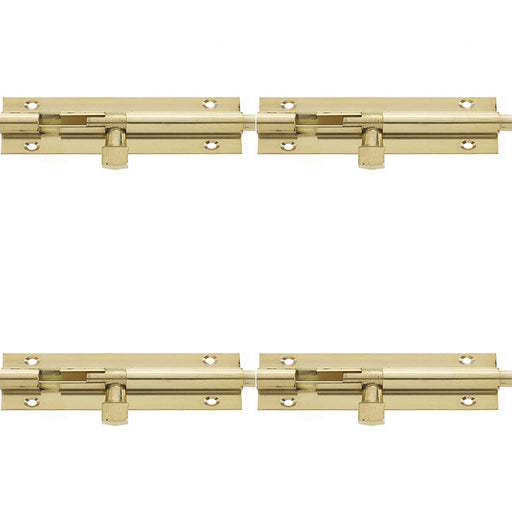 PACK Premium Heavy-Duty Brass Straight Barrel Bolts 152x38mm Polished Enhanced Security Door Bolt