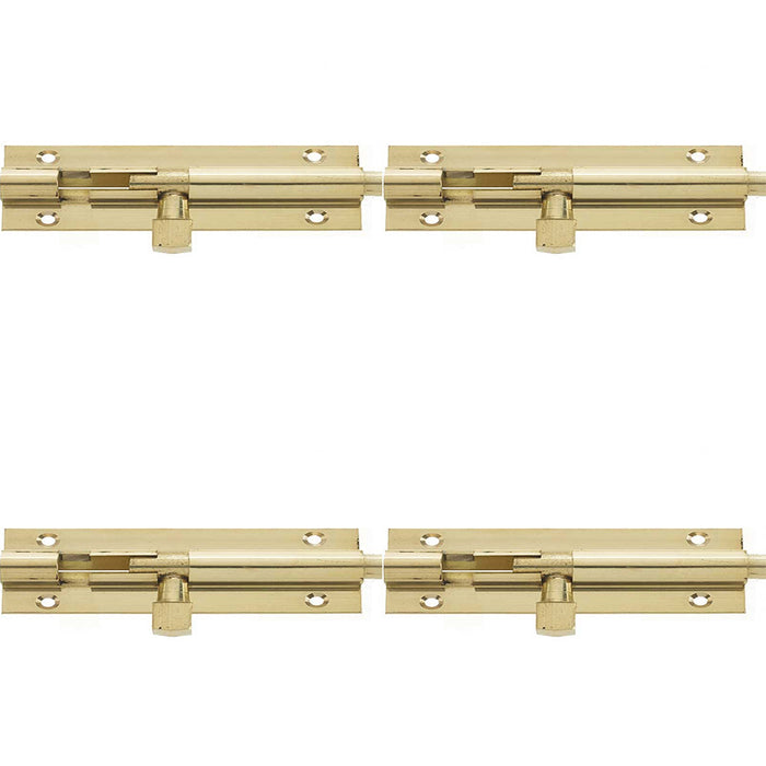 PACK Premium Heavy-Duty Brass Straight Barrel Bolts 152x38mm Polished Enhanced Security Door Bolt