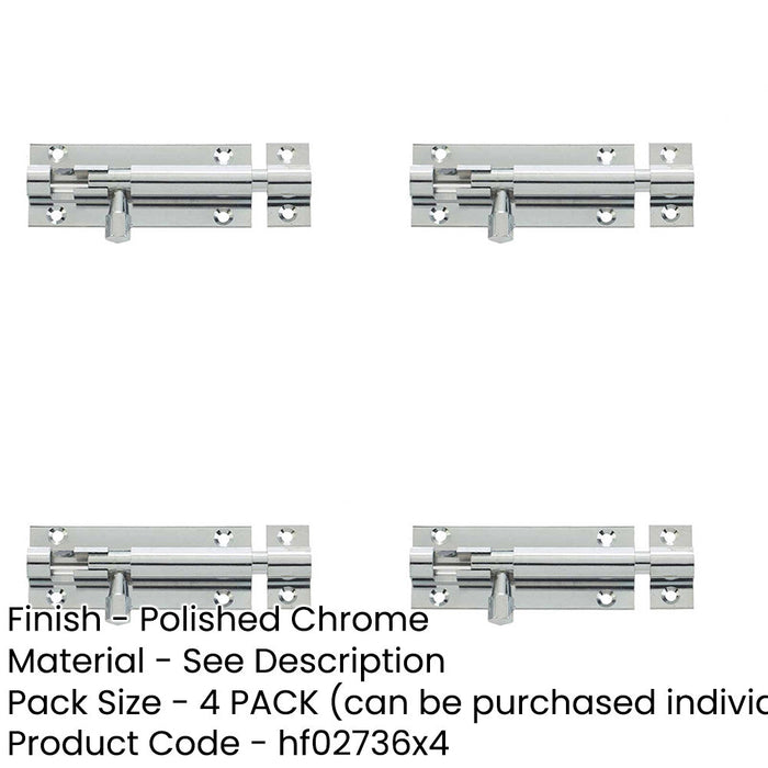 PACK Premium Brass Heavy Straight Barrel Bolts 102x38mm Maximum Security Door Bolt-1