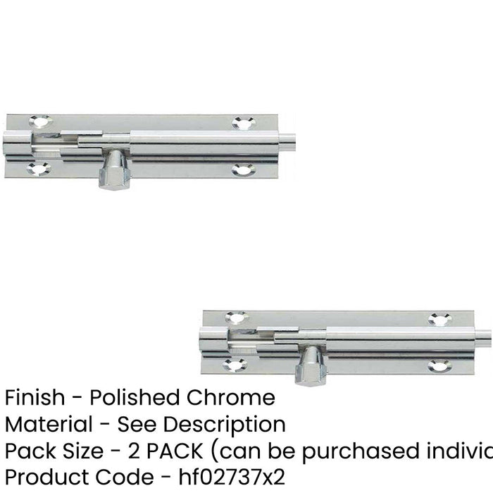 PACK Premium Brass Heavy-Duty Straight Barrel Bolts 152x38mm Polished Chrome Finish Door Bolt (1)-1