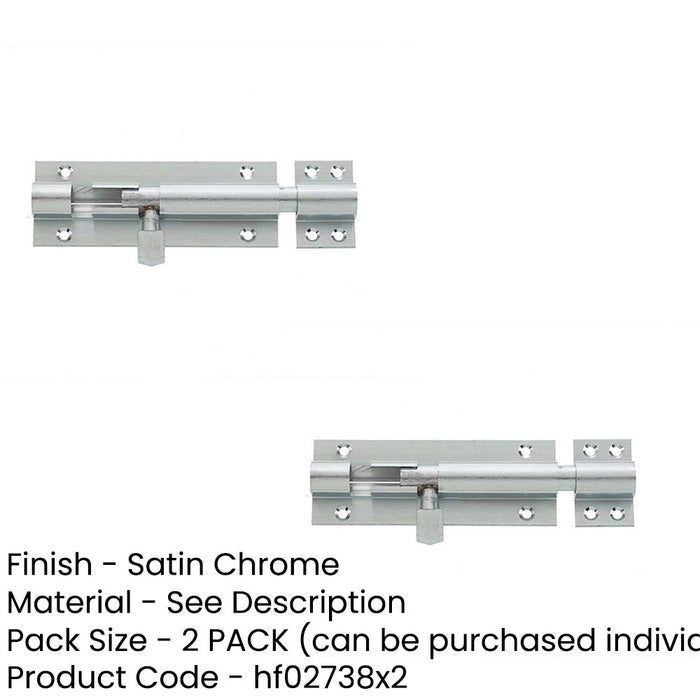 PACK Premium Brass Heavy Straight Barrel Bolts Ultimate Door Security 102x38mm Satin Chrome Door Bolt (1)-1