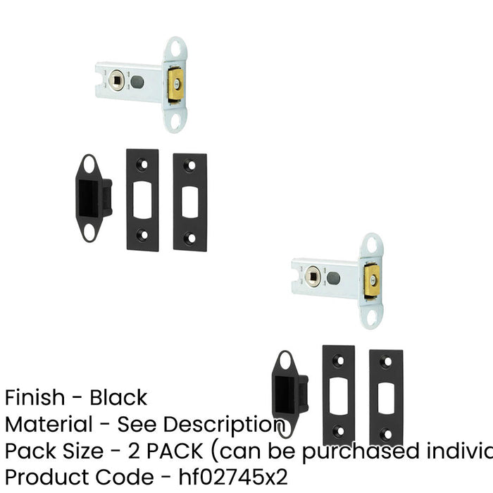 PACK High Security Heavy Duty Tubular Deadbolts 64mm Stylish Black Finish Door Bolt-1