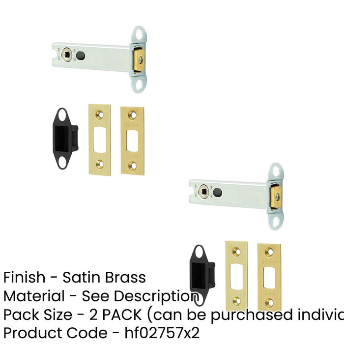 PACK Premium Heavy Duty Tubular Deadbolts 102mm Satin Brass Ultimate Security Door Bolt-1