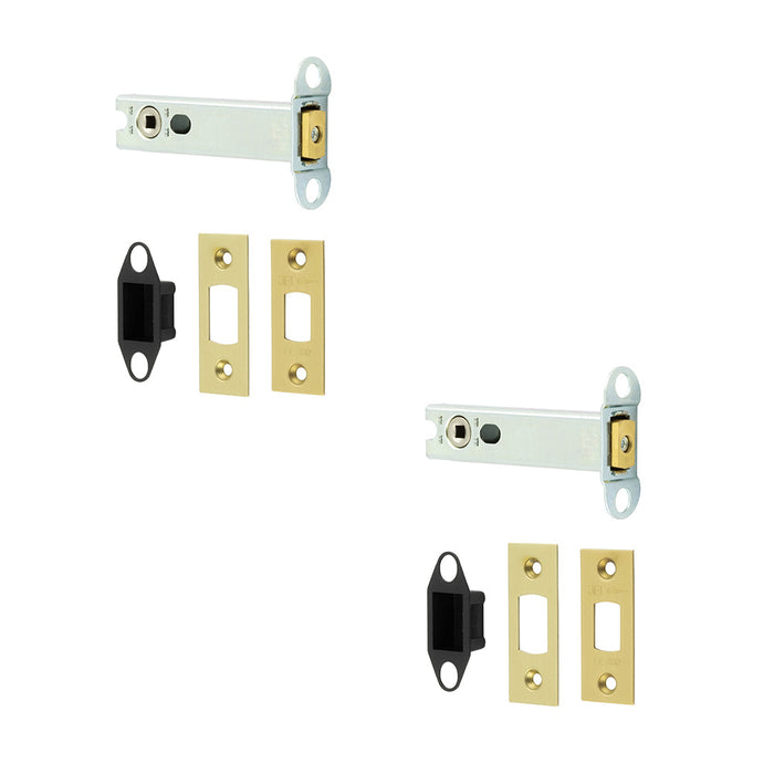 PACK Premium Heavy Duty Tubular Deadbolts 102mm Satin Brass Ultimate Security Door Bolt