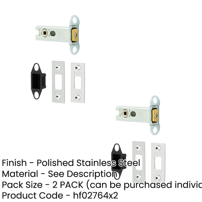 PACK High Security Heavy Duty Tubular Deadbolts 76mm Polished Stainless Steel Enhanced Safety Door Bolt-1