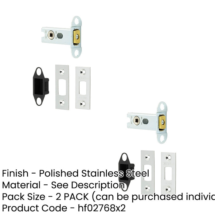 PACK Premium Heavy Duty Tubular Deadbolts 64mm Polished Stainless Steel Ultimate Security Door Bolt-1