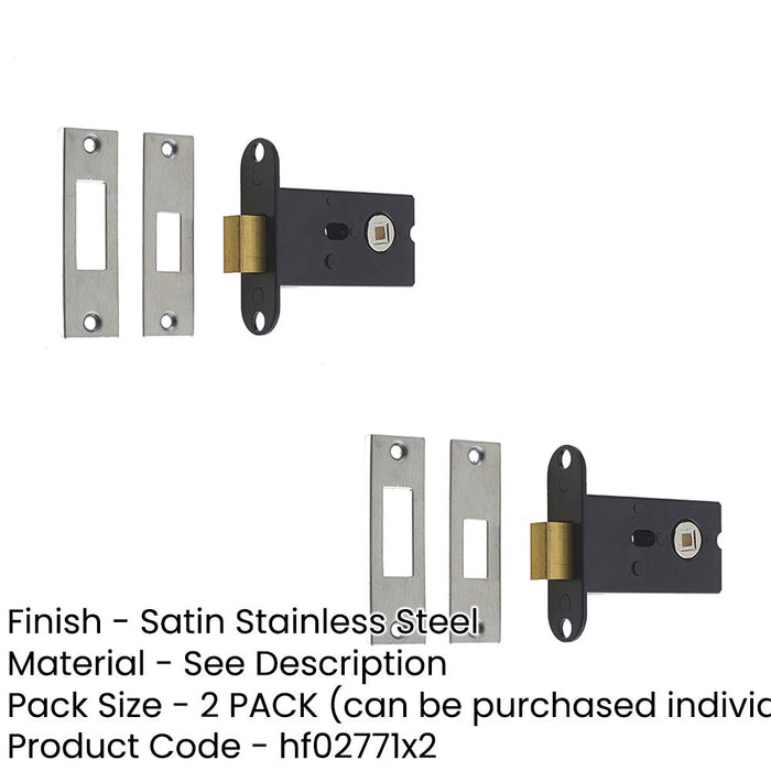 PACK Satin Stainless Steel Deadbolts 76mm with Spindle Enhanced Security Door Bolt-1