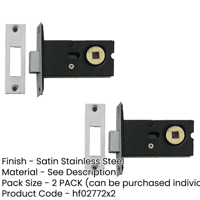 PACK Durable 76mm Deadbolts with Spindle Satin Stainless Steel Maximum Security Door Bolt-1