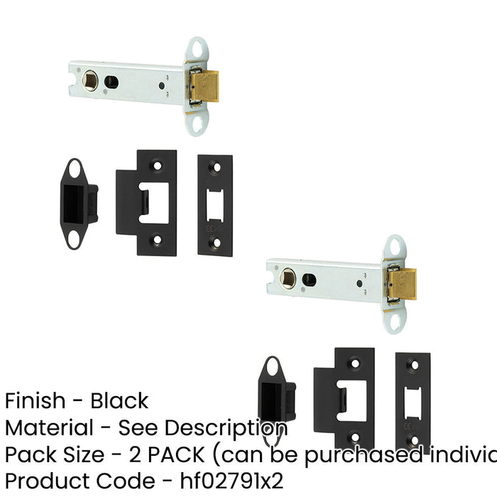 PACK Heavy Duty Tubular Latches Premium Quality 102mm Black Durable Door Security-1