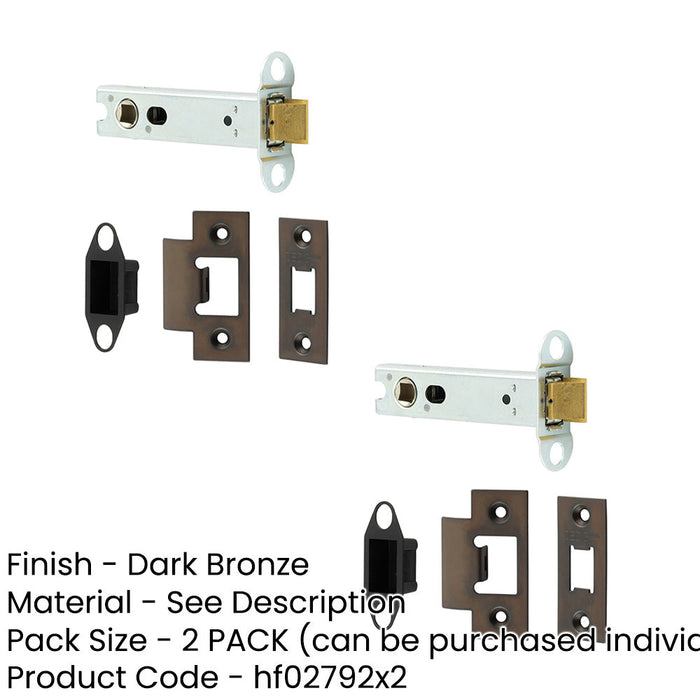 PACK Heavy Duty Tubular Latches 102mm Dark Bronze Locking Mechanism Doors-1