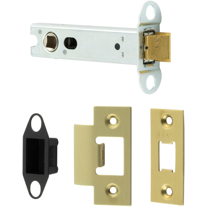 Heavy Duty Tubular Latches 102mm Satin Brass Secure Locking