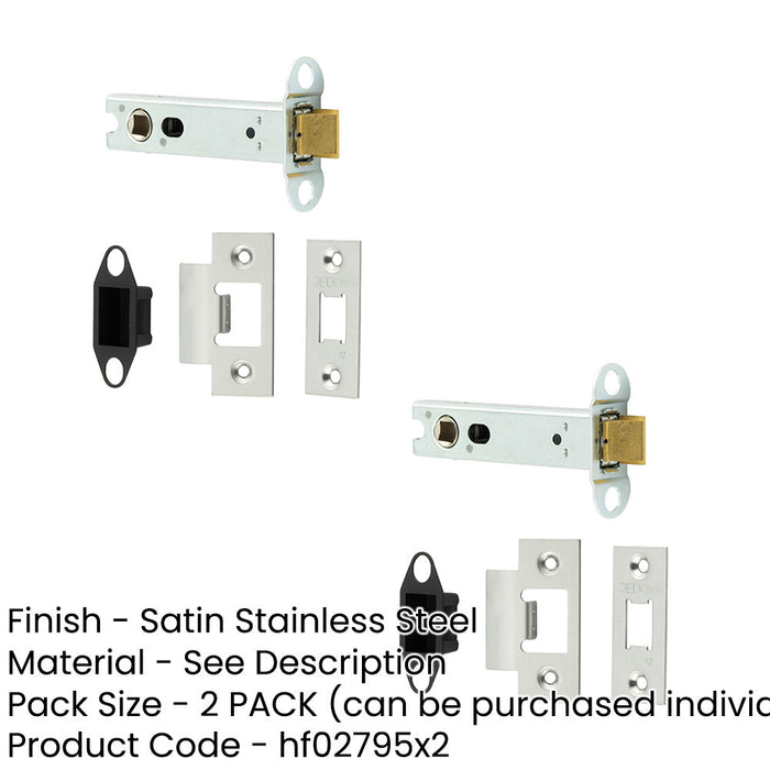 PACK Durable Satin Stainless Steel Tubular Latches Degree Short Travel 102mm-1