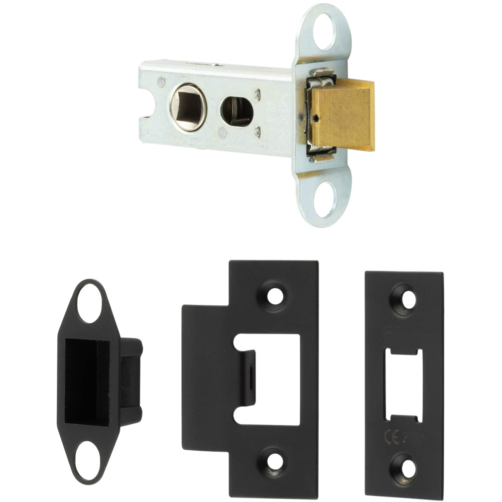 Heavy Duty Tubular Door Latches - 64mm Black with 45 Degree Short Trav ...
