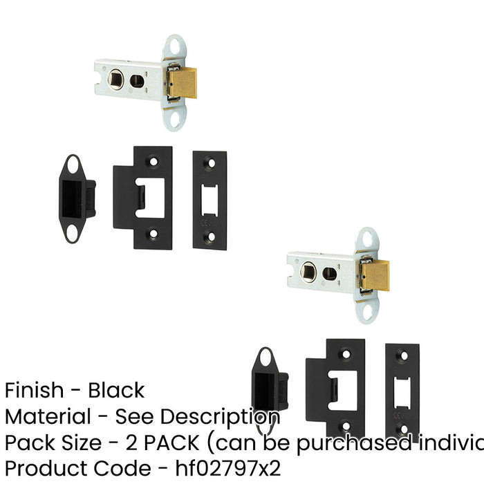 PACK Heavy Duty Tubular Door Latches 64mm Black with Degree Short Travel-1