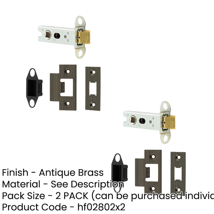 PACK Heavy Duty Tubular Latches 76mm Antique Brass with Short Travel Design-1