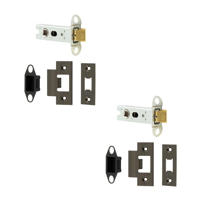 PACK Heavy Duty Tubular Latches 76mm Antique Brass with Short Travel Design