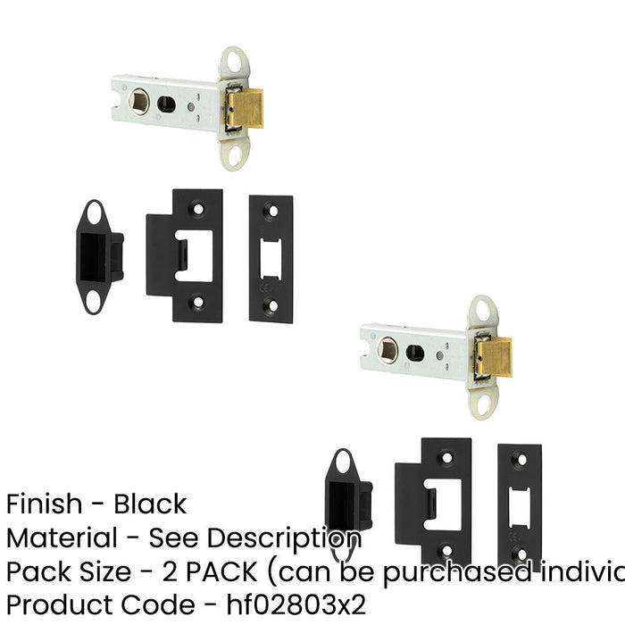 PACK Heavy Duty Tubular Latches Degree Short Travel Sleek Black Finish-1