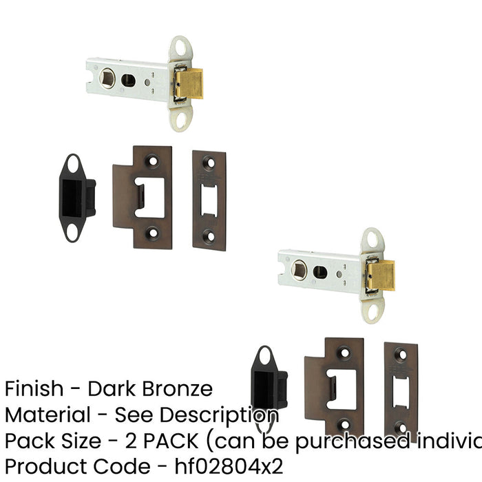 PACK Durable 76mm Dark Bronze Tubular Latches Secure Door Locking-1