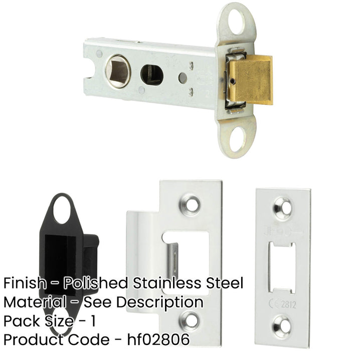 Heavy Duty Tubular Latches Short Travel 76mm Polished Stainless Steel Secure Doors-1