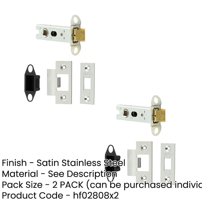 PACK Durable 76mm Satin Stainless Steel Tubular Latches Secure Door Closure-1