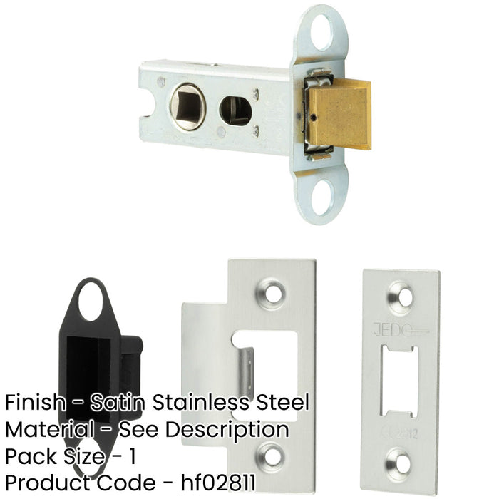 Heavy Duty Tubular Latches Secure Door Locking 64mm Satin Stainless Steel-1