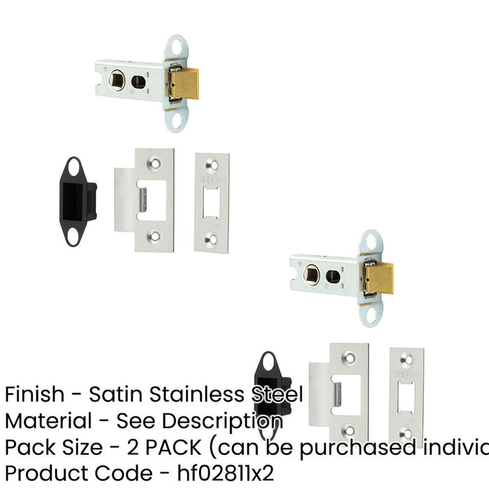 PACK Heavy Duty Tubular Latches Secure Door Locking 64mm Satin Stainless Steel-1