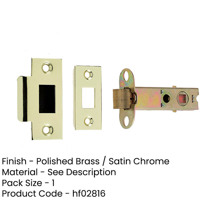 Double Sprung Tubular Latches 96mm Polished Brass Satin Chrome Finish-1