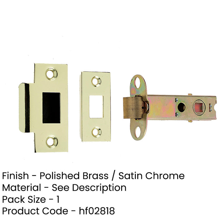 Premium Double Sprung Tubular Latches 78mm Polished Brass Satin Chrome Finish-1