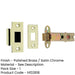Premium Double Sprung Tubular Latches 78mm Polished Brass Satin Chrome Finish-1