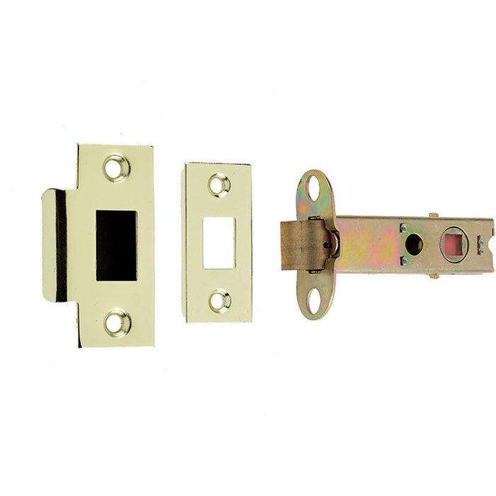 Premium Double Sprung Tubular Latches 78mm Polished Brass Satin Chrome Finish