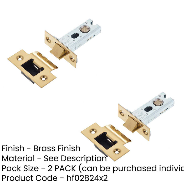 PACK Heavy Duty Tubular Door Latches 64mm Brass Finish with Degree Short Travel-1