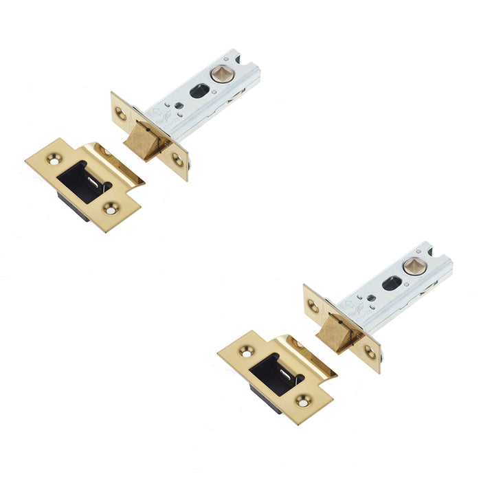 PACK Durable 76mm Heavy Duty Tubular Latches with Brass Finish Secure Locking