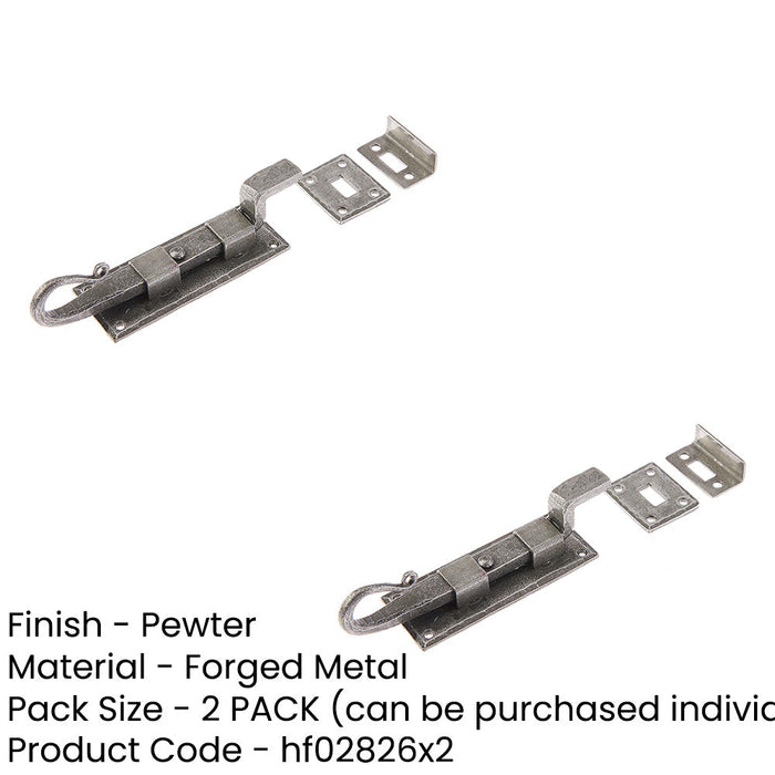 PACK High-Quality Shepherds Crook Necked Bolts 102mm Durable Pewter Finish Door Bolt Lock (1)-1