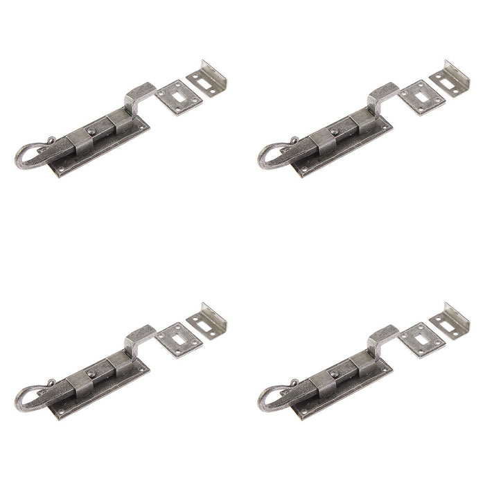PACK High-Quality Shepherds Crook Necked Bolts 102mm Durable Pewter Finish Door Bolt Lock