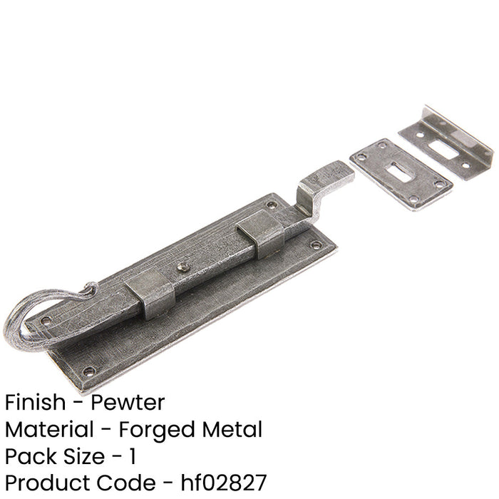 Durable Shepherds Crook Necked Bolts Pewter 152mm Door Hardware Door Bolt Lock-1