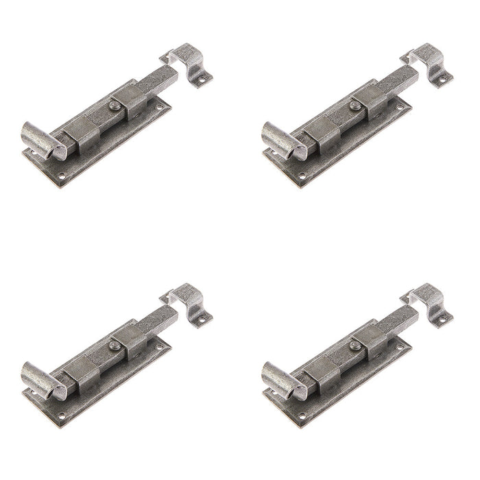 PACK Durable 102mm Pewter Straight Bolts Secure Door Hardware Door Bolt Lock