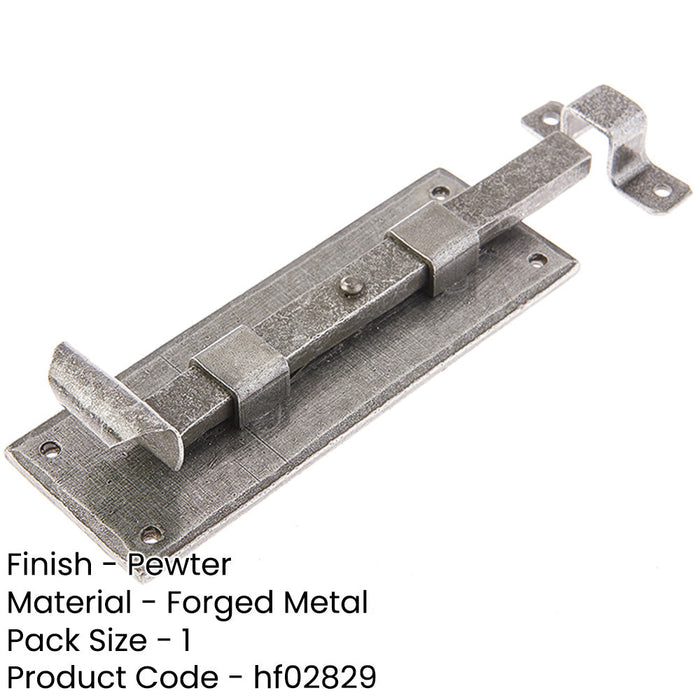Durable 152mm Pewter Straight Bolts Enhanced Security Door Bolt Lock-1