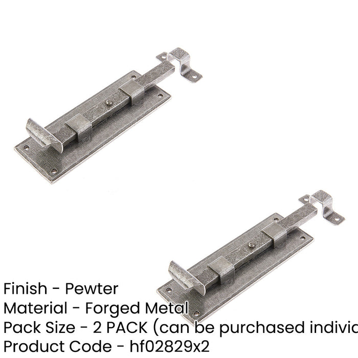 PACK Durable 152mm Pewter Straight Bolts Enhanced Security Door Bolt Lock (1)-1